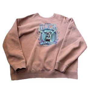 Croft & Barrow Men's Sweatshirt Size XL Embroidered Big Buck Brewhouse Rust